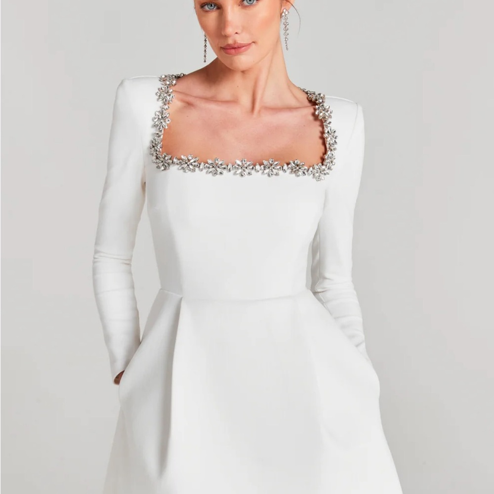 NADINE MERABI KIMBERLY White Dress with Silver Details - Picture 2 of 14